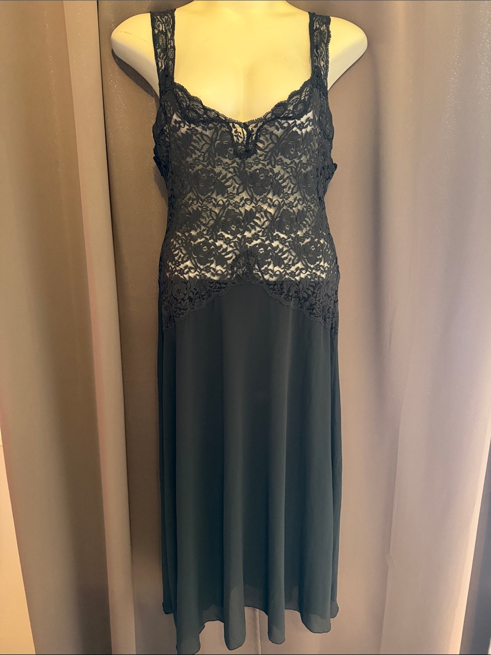 Victoria's Secret Black Lace Bodice Sheer Chemise